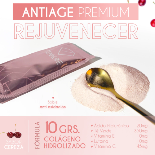 1 MES - ANTIAGE Premium (REJUVENECER) | Colágeno con Ácido Hialurónico y Luteína - Imagen 2